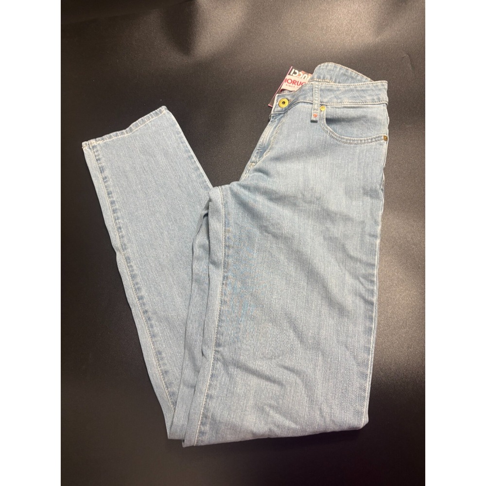 Fiorucci Jeans Women's 31 Blue Denim Straight Leg Mid Rise 5-Pockets Zip Fly